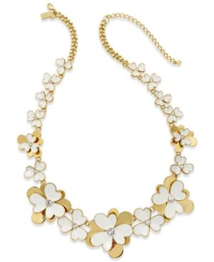 Kate Spade New York Gold-tone White Enamel Flower And Crystal Statement Necklace