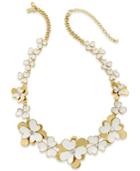 Kate Spade New York Gold-tone White Enamel Flower And Crystal Statement Necklace