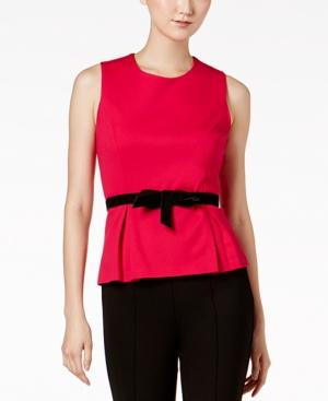 Nine West Petite Bow-belt Peplum Top