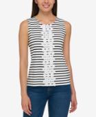 Tommy Hilfiger Striped Floral-applique Tank Top, Only At Macy's