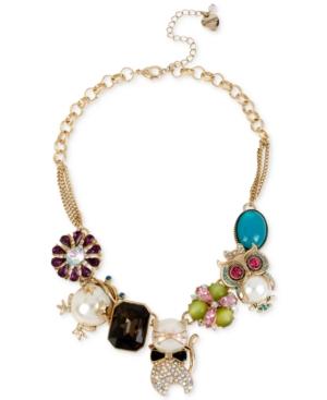 Betsey Johnson Gold-tone Multi-charm Drama Necklace