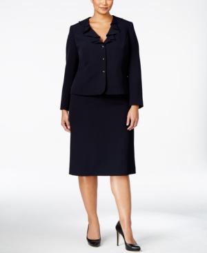 Tahari Asl Plus Size Ruffled Crepe Skirt Suit