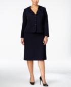 Tahari Asl Plus Size Ruffled Crepe Skirt Suit