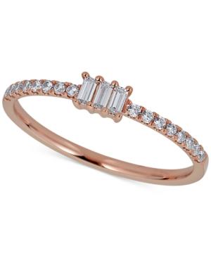 Diamond Triple Baguette Ring (1/4 Ct. T.w.) In 14k Rose Gold