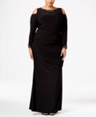 Adrianna Papell Plus Size Embellished Cold-shoulder Gown