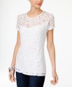 Inc International Concepts Sequin Lace T-shirt, Created For Macy's