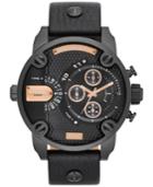 Diesel Men's Chronograph Little Daddy Black Leather Strap Watch 61x51mm Dz7291