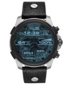 Diesel On Men's Full Guard Black Leather Strap Touchscreen Smart Watch 48mm