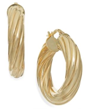 Twist Hoop Earrings In 14k Gold, Made In Italy