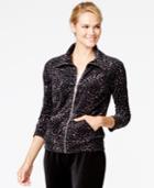 Style & Co. Petite Leopard-print Velour Active Jacket, Only At Macy's