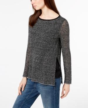 Eileen Fisher Side-slit Contrast Sweater