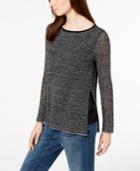 Eileen Fisher Side-slit Contrast Sweater