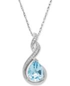 Aquamarine (1-3/4 Ct. T.w.) And Diamond Accent Swirl Pendant Necklace In Sterling Silver