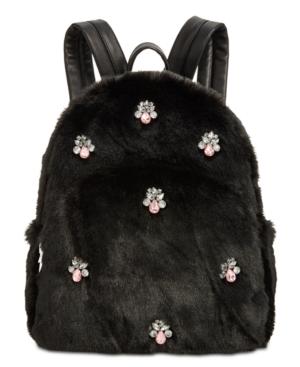 Betsey Johnson Bejeweled Faux-fur Backpack
