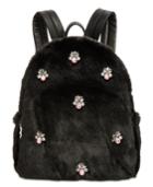 Betsey Johnson Bejeweled Faux-fur Backpack