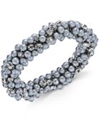 Charter Club Silver-tone Crystal & Gray Imitation Pearl Cluster Bracelet, Only At Macy's