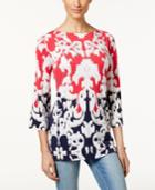 Jm Collection Embellished Printed Tunic Top, Only At Macy's