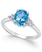 Blue Topaz (1-3/8 Ct. T.w.) And White Topaz (1/10 Ct. T.w.) Ring In 10k White Gold