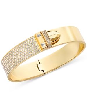 Swarovski Gold-tone Pvd Crystal Pave Buckle Bangle Bracelet