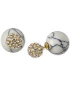 M. Haskell For Inc Gold-tone White Stone And Fireball Front And Back Earrings, Only At Macy's