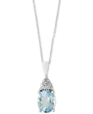 Effy Aquarius Aquamarine (1-3/4 Ct. T.w.) And Diamond Accent Pendant Necklace In 14k White Gold