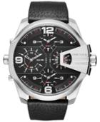Diesel Men's Chronograph Uberchief Black Leather Strap Watch 55x62mm Dz7376