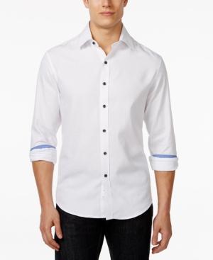 Tasso Elba Men's Big And Tall Paisley Jacquard Long-sleeve Shirt