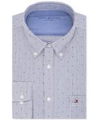 Tommy Hilfiger Men's Slim-fit Comfort Wash Blue Stripe Dot Dress Shirt