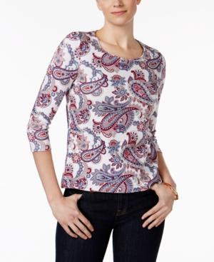 Charter Club Petite Cotton Paisley-print Top, Created For Macy's