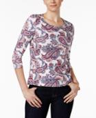 Charter Club Petite Cotton Paisley-print Top, Created For Macy's