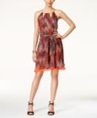 Thalia Sodi Printed Halter Chain-neck A-line Dress, Only At Macy's
