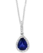 Effy Sapphire (1 Ct. T.w.) & Diamond (1/8 Ct. T.w.) 18 Pendant Necklace In 14k White Gold