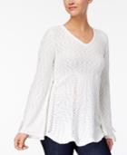 Style & Co Laced-sleeve Sweater, Created For Macy's