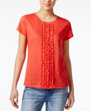 Maison Jules Cotton Ruffled T-shirt, Only At Macy's