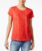 Maison Jules Cotton Ruffled T-shirt, Only At Macy's