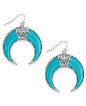 Thalia Sodi Silver-tone Pave Blue Horn Drop Earrings, Created For Macy's