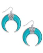 Thalia Sodi Silver-tone Pave Blue Horn Drop Earrings, Created For Macy's