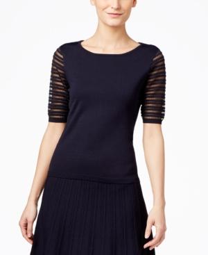 Calvin Klein Ribbed Mesh-sleeve Sweater