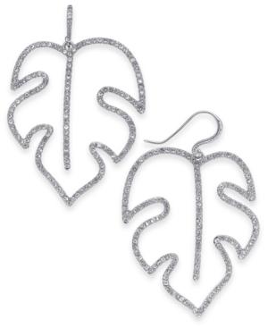 I.n.c. Silver-tone Pave Palm Leaf Drop Earrings, Created For Macy's