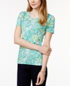 Charter Club Pima Cotton Paisley-print Tee, Only At Macy's