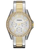 Fossil Women's Riley Two Tone Stainless Steel Bracelet Watch 38mm Es3204