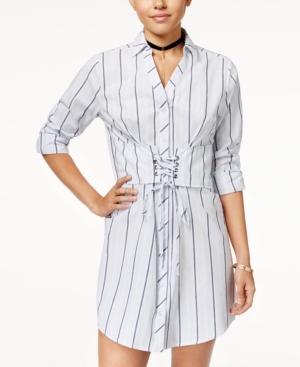 Ultra Flirt Juniors' Cotton Corset Shirtdress