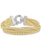 Italian Gold Multi-strand Chain Bracelet In 14k Gold-plated Sterling Silver