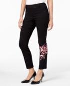 Style & Co Embroidered Ponte-knit Pants, Created For Macy's