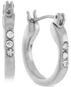 Bcbgeneration Silver-toned Crystal Accented Small Hoop Earrings