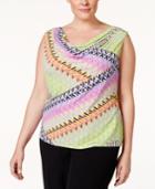 Calvin Klein Plus Size Printed Cowl-neck Shell