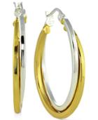 Giani Bernini Two-tone Twist Hoop Earrings In 18k Gold-plated Sterling Silver, Created For Macy's