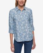 Tommy Hilfiger Floral-print Roll-tab Shirt, Created For Macy's