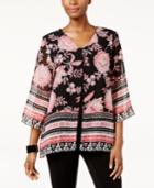 Jm Collection Petite Printed Split-front Tunic, Only At Macy's