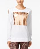 Material Girl Active Juniors' Cold-shoulder Graphic Sweatshirt, Only At Macy's